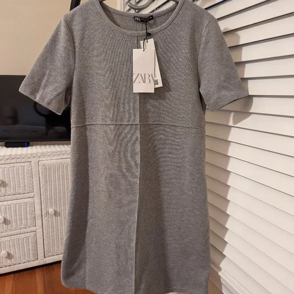 Zara | Dresses | Zara Cotton Mini Dress Grey | Poshmark